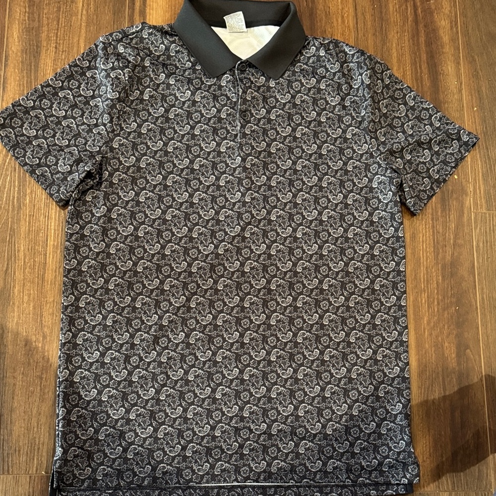 All in Motion Black Patterned Polo Shirt